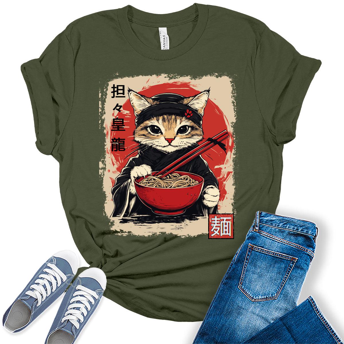 Cat Ramen Noodle Japanese Anime Manga Ramen Kawaii Cat T-Shirt