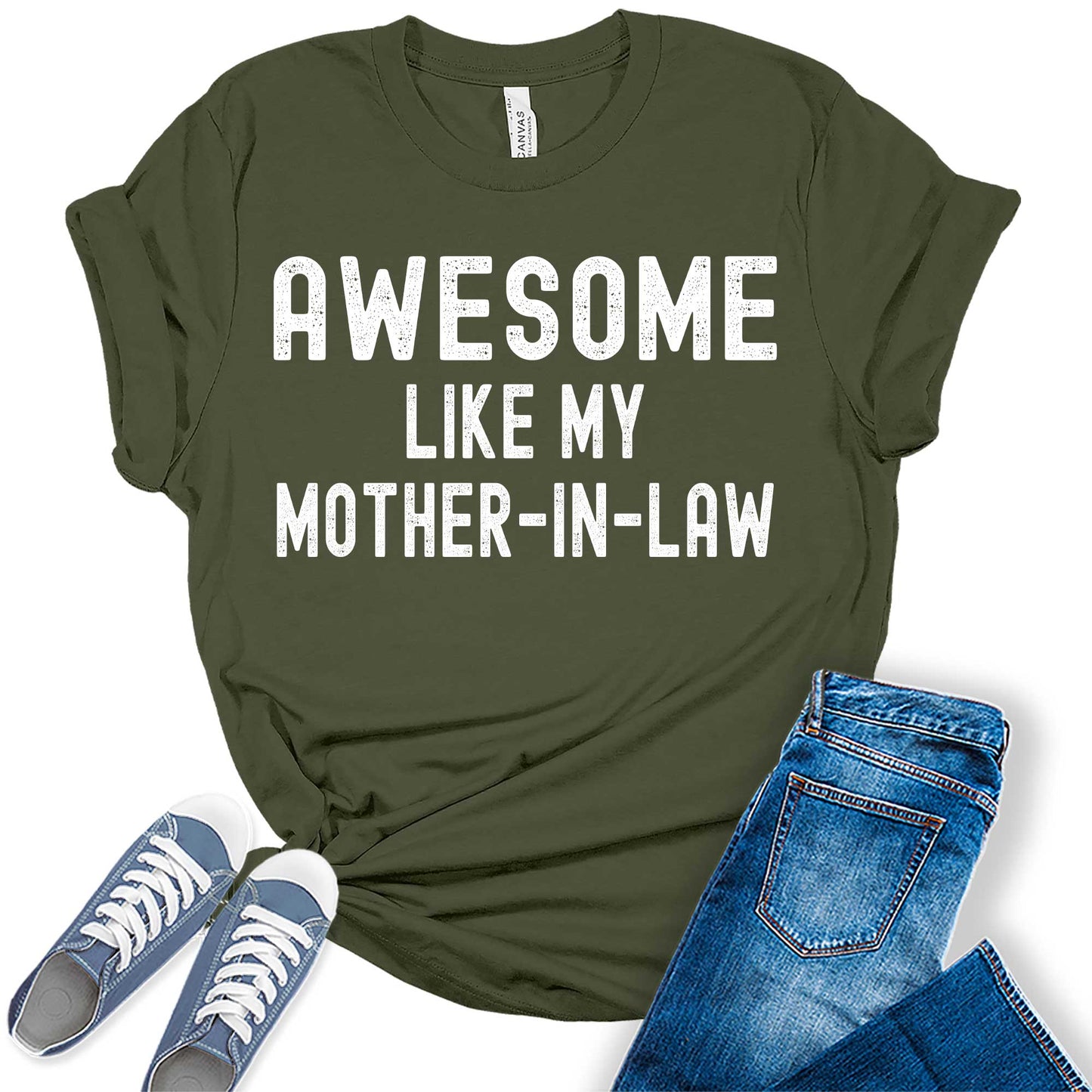 Women's Awesome Like My Mother-In-Law Trendy Graphic Tees