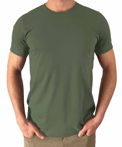 Men's Military Green T Shirts Premium Casual Short Sleeve Classic Fit Crew Neck Shirts