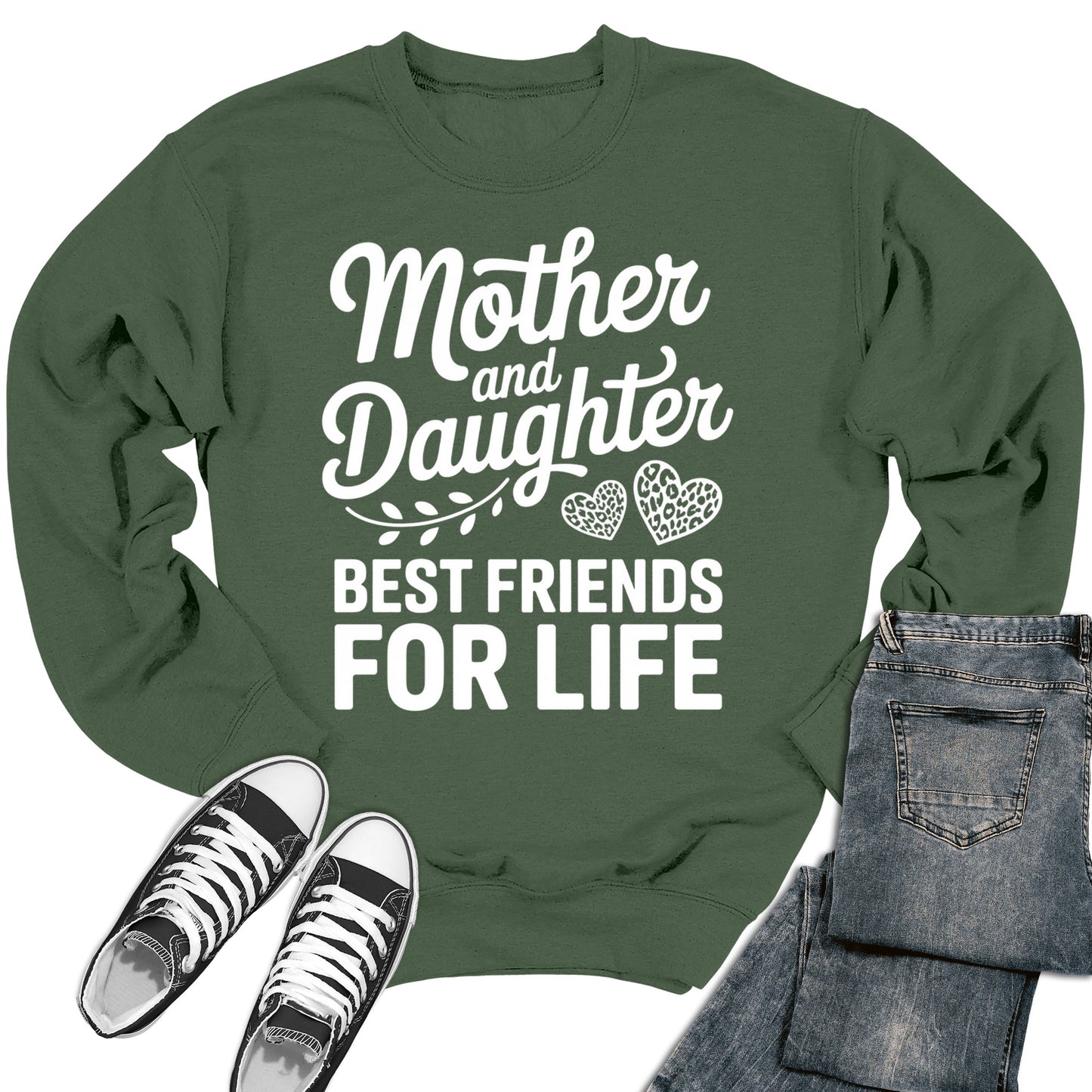 Mother & Daughter Best Friends Matching Gift Heavy Blend Crewneck Sweatshirt