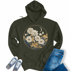 Cottagecore Floral Print Graphic Hoodies for Women Vintage Hooded Sweatshirt