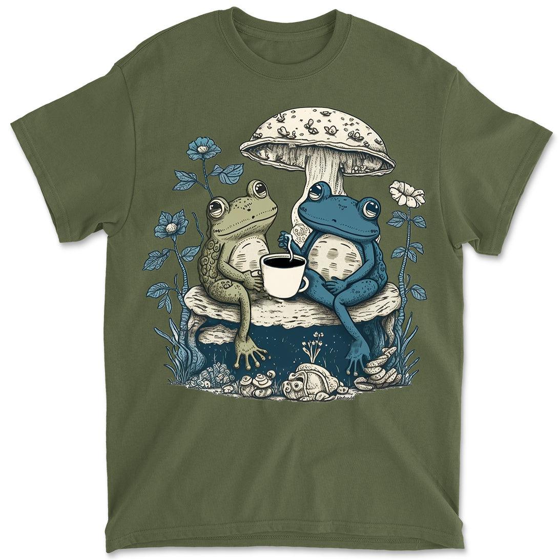 Frogs Drinking Tea Mushroom Cottagecore Aesthetic Men's Graphic Tee