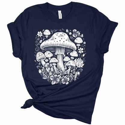 Aesthetic Mushroom Collage White Women's Graphic Tee