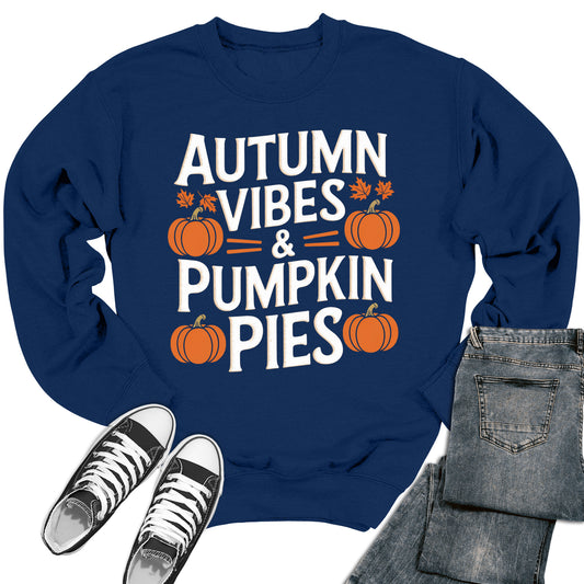 Autumn Vibes & Pumpkin Pies Crewneck Sweatshirt