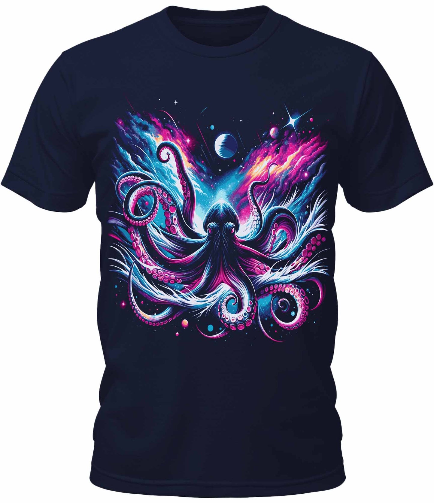 Mens Trendy Outer Space Kraken Graphic Tee Cool Premium Tshirt