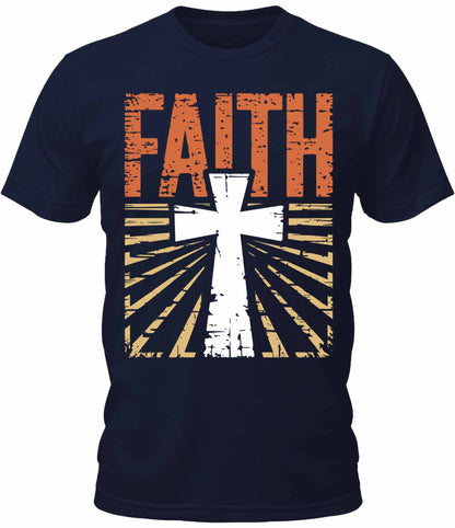 Men's Faith Christian Cross Retro Vintage Graphic Tee Cool Premium Tshirt