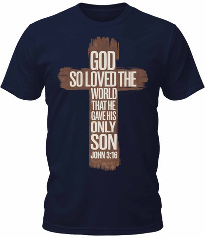 Mens John 3:16 Christian Cross Bible Graphic Tee Cool Premium Tshirt