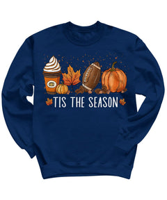 Tis The Season Thanksgiving Fall Football Cute Crewneck Sweatshirt
