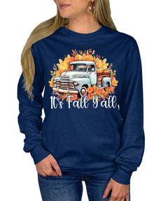 It's Fall Y'all Pumpkin Cottagecore Truck Fall Long Sleeve T-Shirt