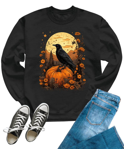 Womens Raven Halloween Crewneck Sweatshirt