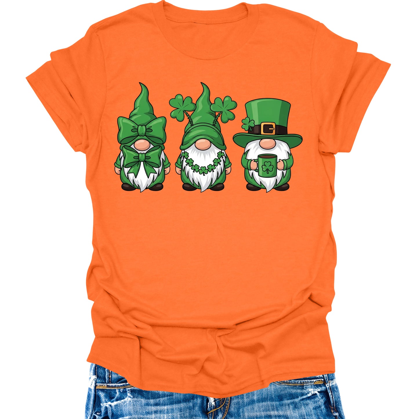 Gnomes St Patricks Day Shirts For Women Cute Irish Graphic Tee Short Sleeve Tops
