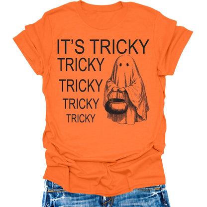 Its Tricky Ghost Shirt Halloween Tees Womens Fall T-Shirts Cute Autumn Graphic Tees