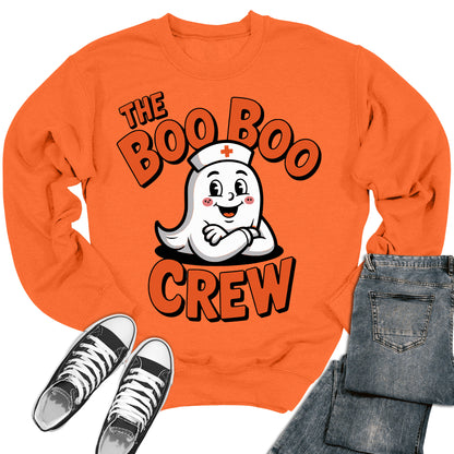 Boo Boo Crew Nurse Sweatshirt Halloween Ghost Retro Crewneck Sweater