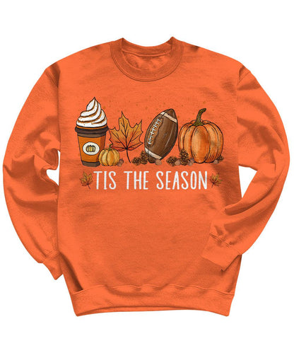 Tis The Season Thanksgiving Fall Football Cute Crewneck Sweatshirt