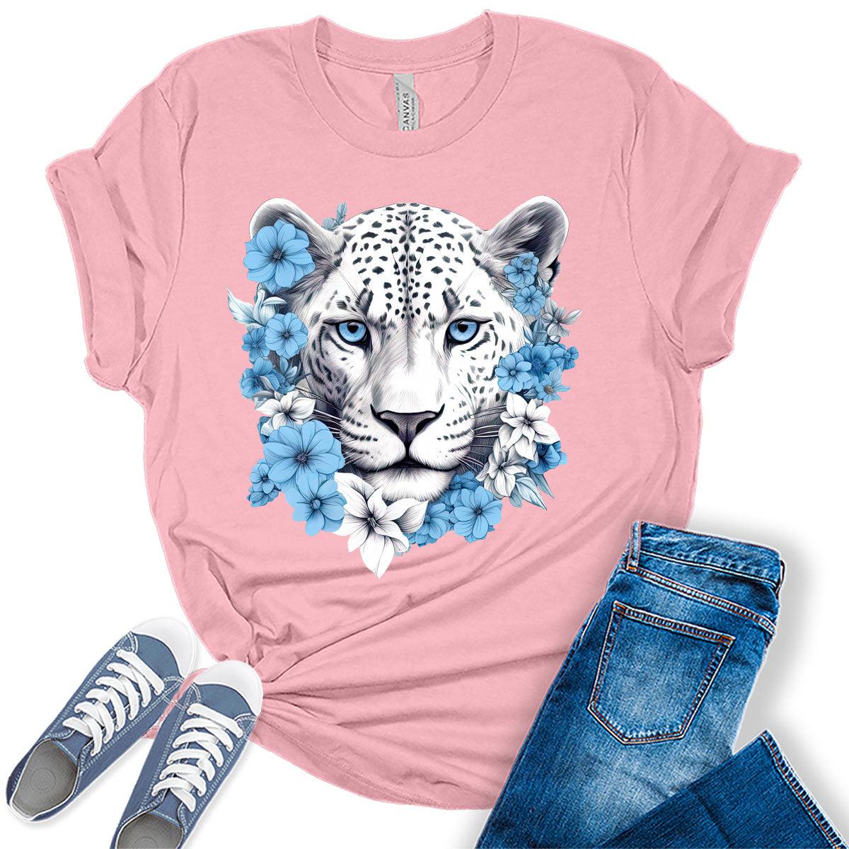 Womens Jaguar Shirt Cute Floral Trendy Tshirts Casual Bella Graphic Tees Summer Tops for Women