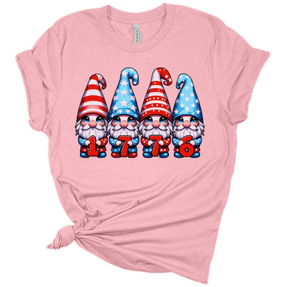 4th Of July American Flag 1776 Gnomes Graphic Tees for Womens