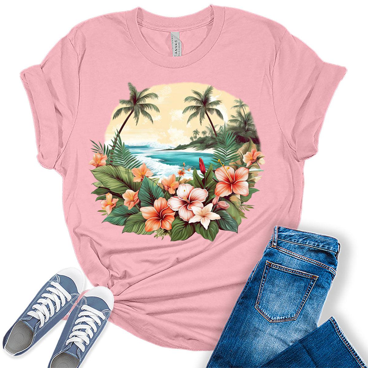 Good Vibes Beach Floral Women's Graphic Tee