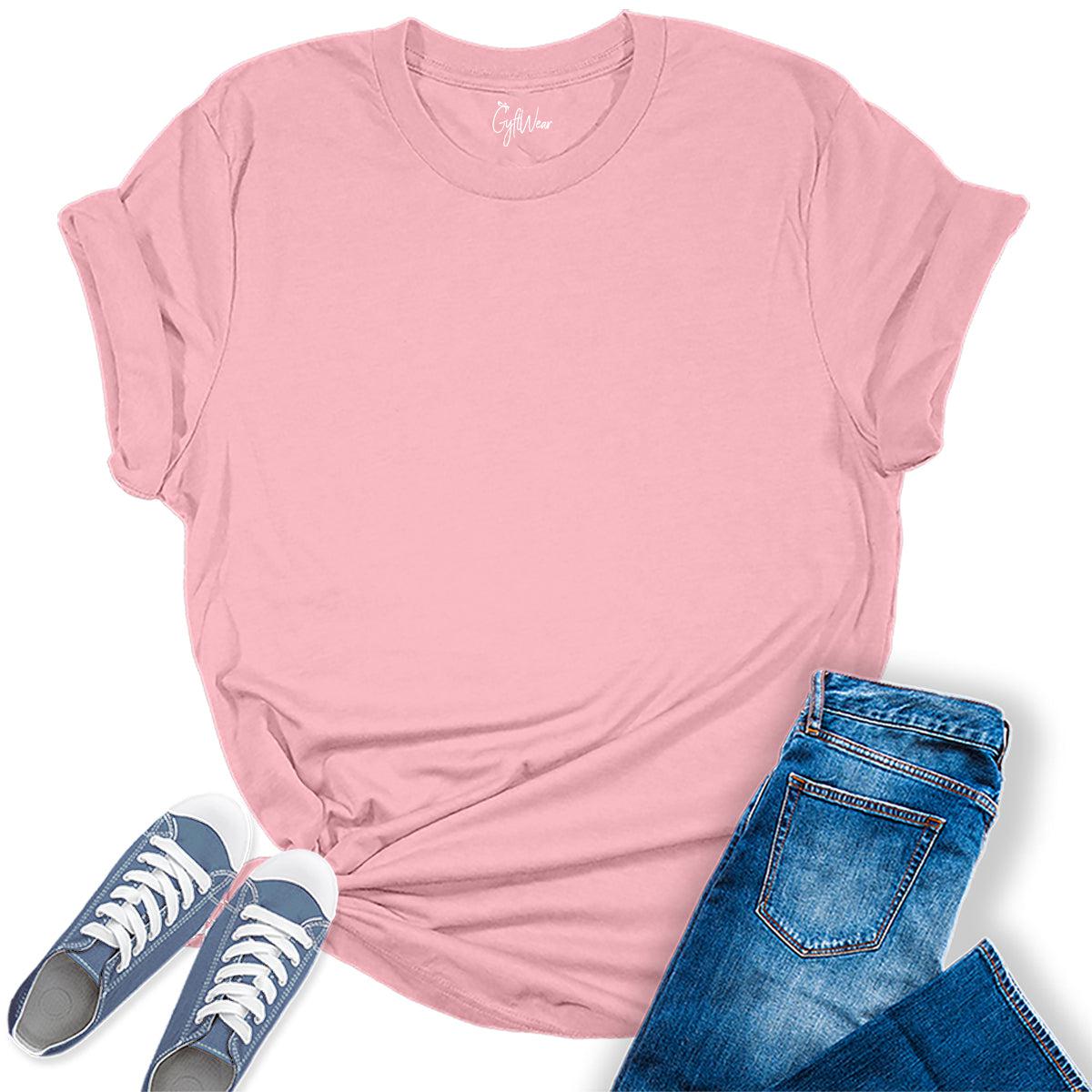 Womens Pink T Shirts Premium Casual Short Sleeve Shirts Oversized Tops