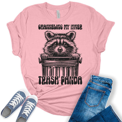 Women's Raccoon Trash Panda Tshirt Girls Funny Graphic Tee Shirts