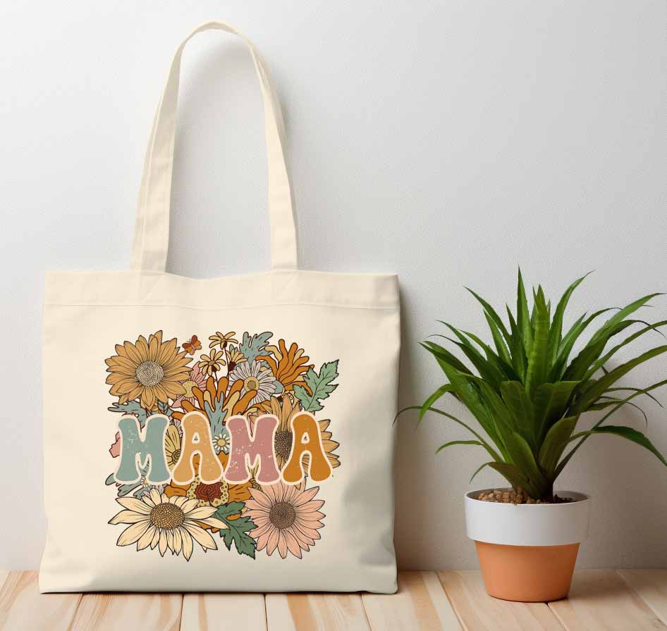 Retro Floral Mama Tote Bag