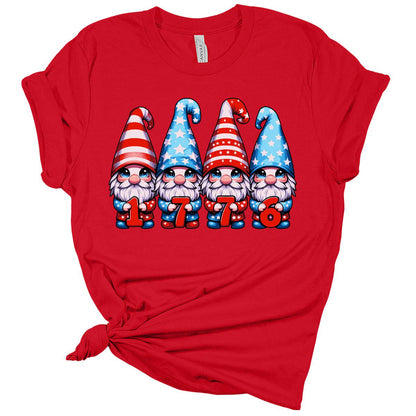 4th Of July American Flag 1776 Gnomes Graphic Tees for Womens