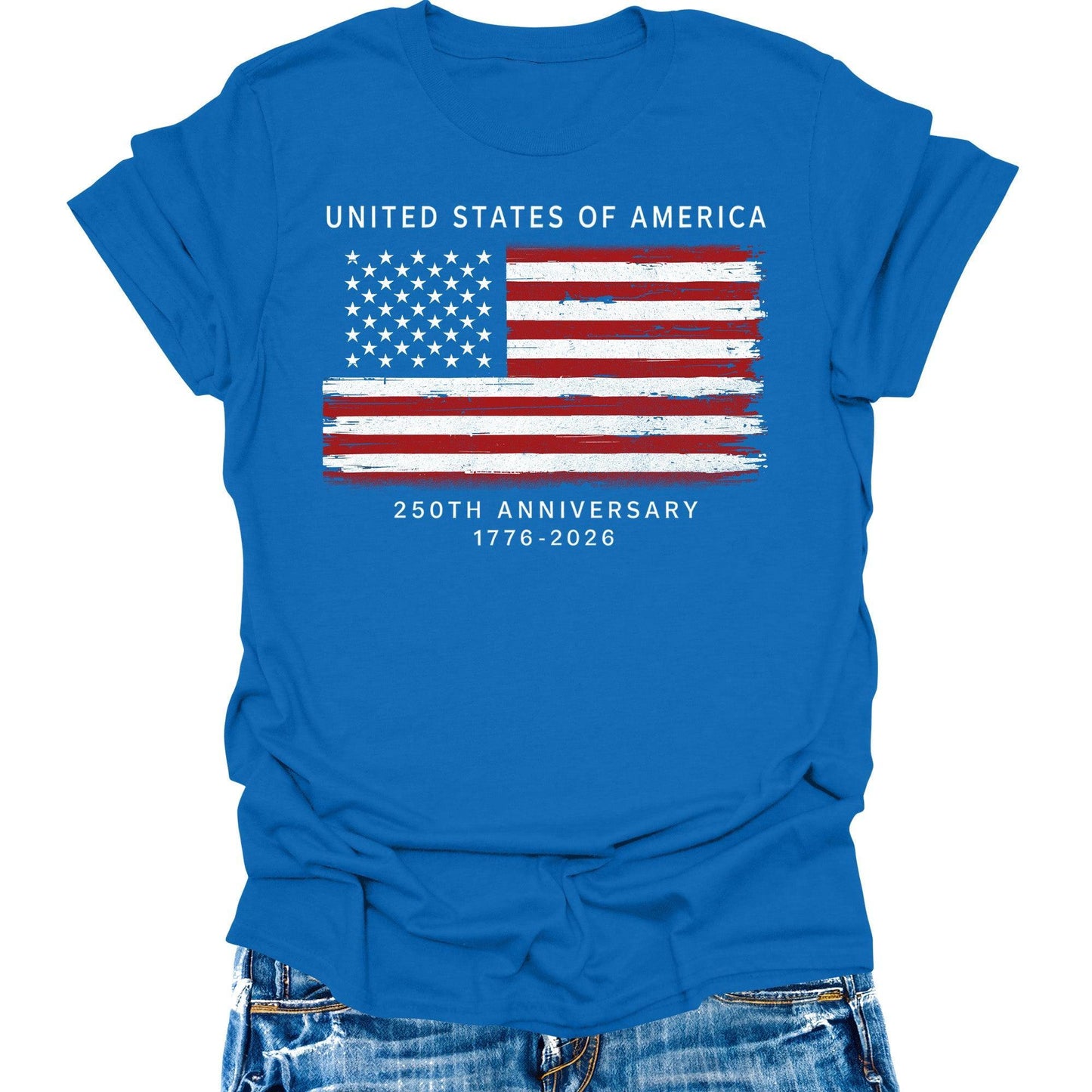 Women's 250 Anniversary USA Shirt Patriotic Crewneck Pullover Tops Short Sleeve T Shirt America Graphic Tee