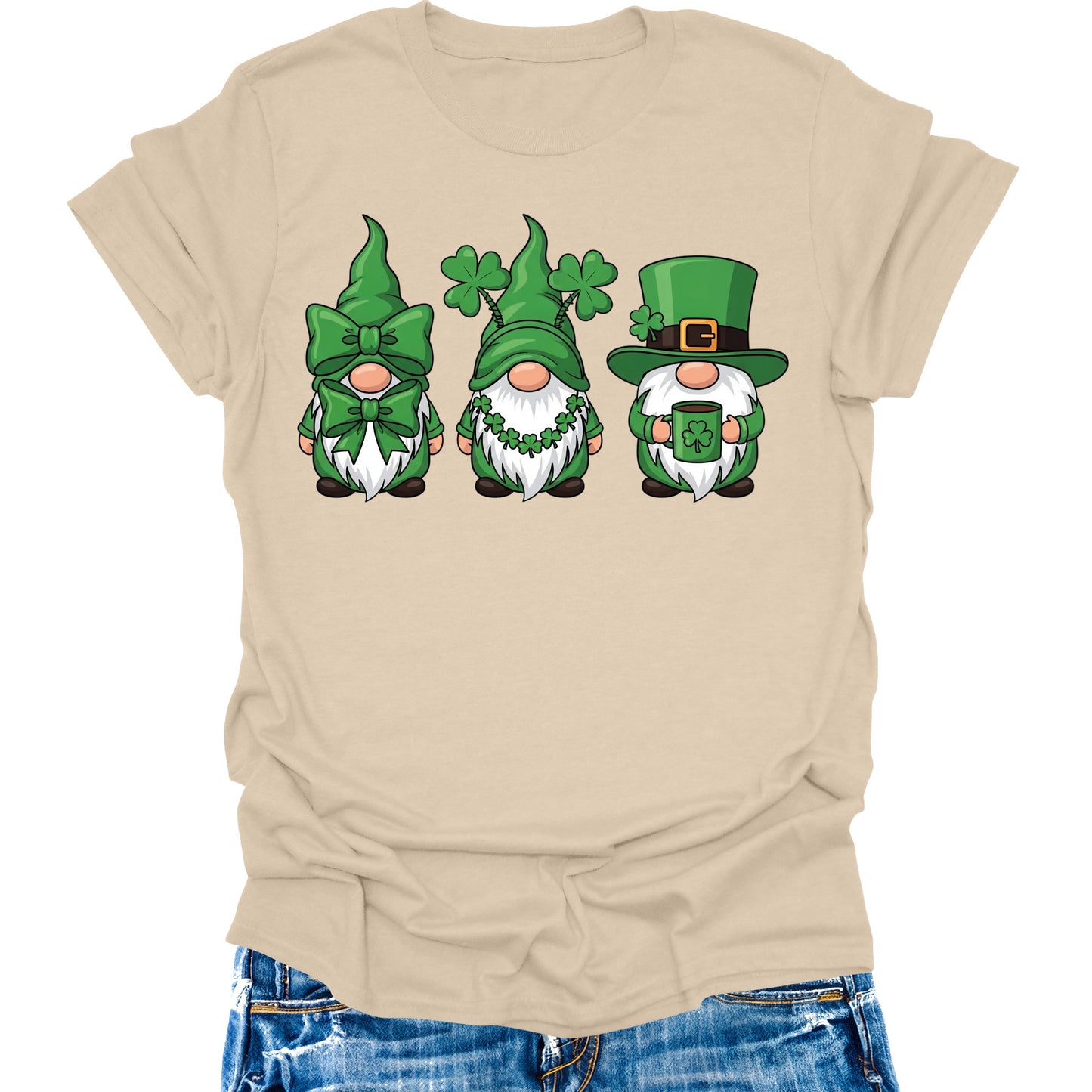 Gnomes St Patricks Day Shirts For Women Cute Irish Graphic Tee Short Sleeve Tops