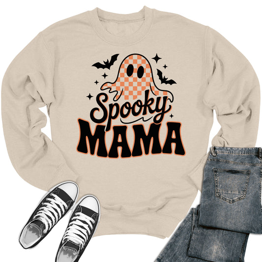 Spooky Mama Sweatshirt Halloween Crewneck Sweater