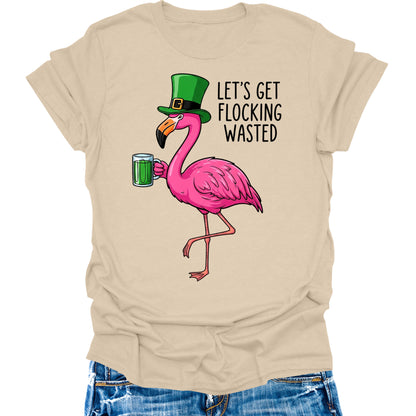 Flamingo Funny St Patricks Day Shirts For Women Cute Irish Graphic Tee Short Sleeve Tops