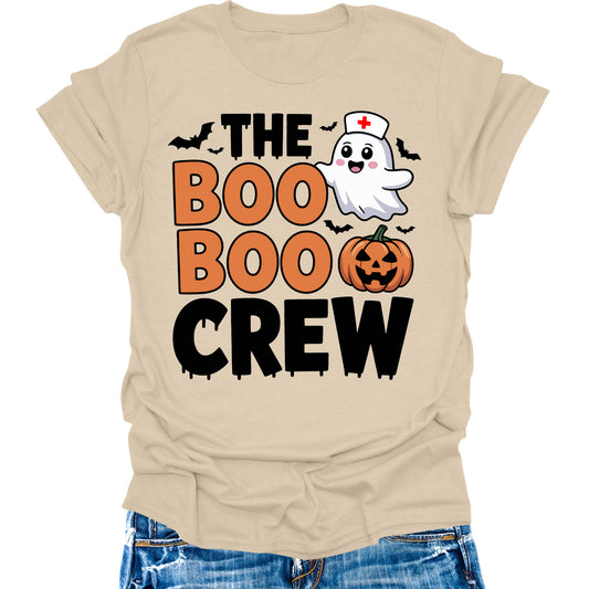 Boo Boo Crew Shirt Halloween Nurse Pumpkin Shirts Womens Cute Ghost Graphic Tees