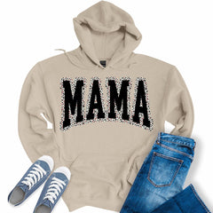 Mama Hoodies for Women Leopard Letter Print Graphic Hooded Sweatshirts