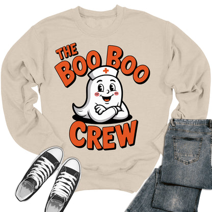 Boo Boo Crew Nurse Sweatshirt Halloween Ghost Retro Crewneck Sweater