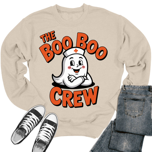Boo Boo Crew Nurse Sweatshirt Halloween Ghost Retro Crewneck Sweater