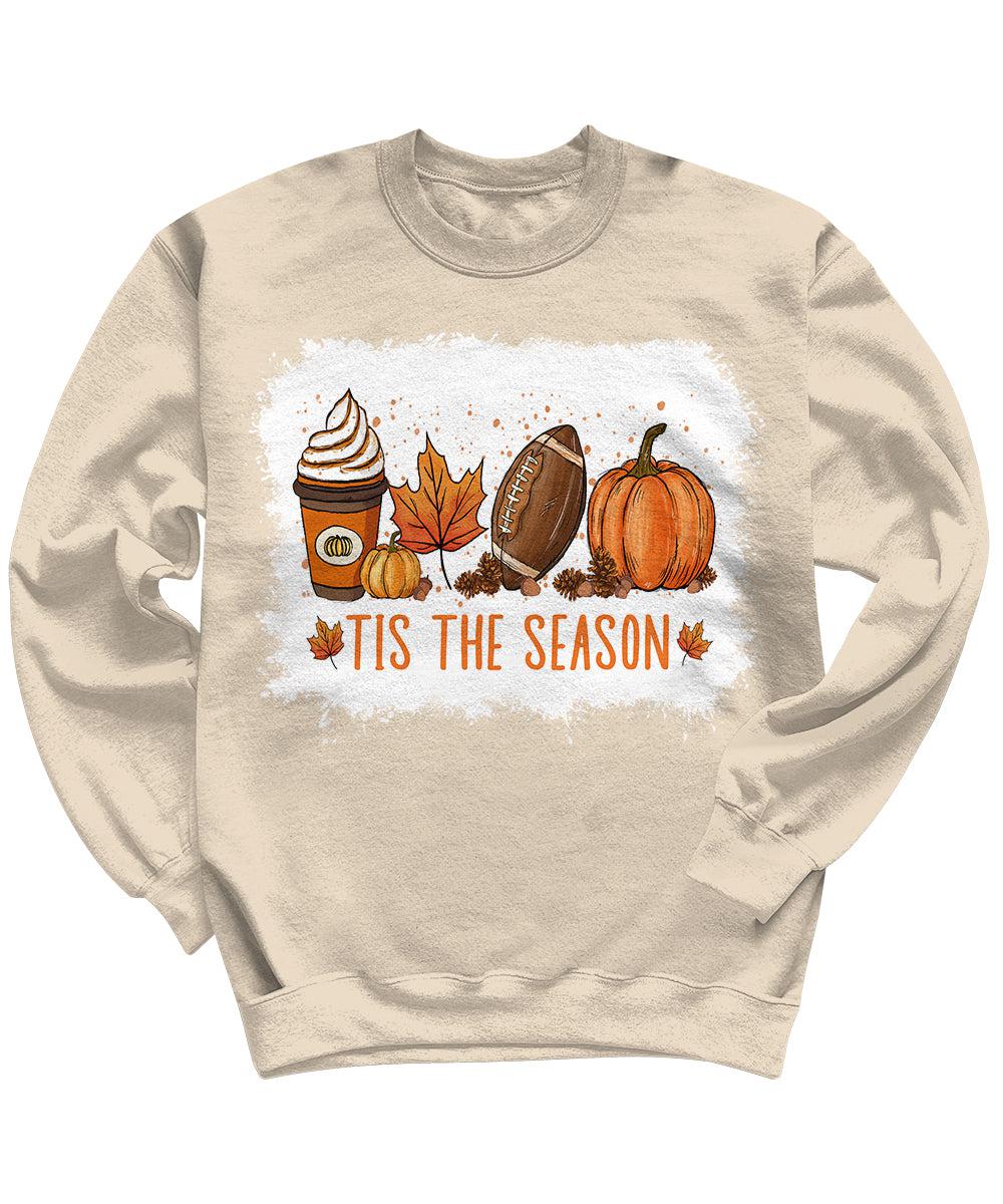 Tis the Season Fall Sweatshirt for Women Cute Bleach Print Football Crewneck