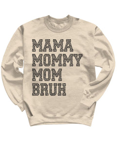 Mama Mommy Mom Bruh Leopard Letter Print Crewneck Sweatshirt