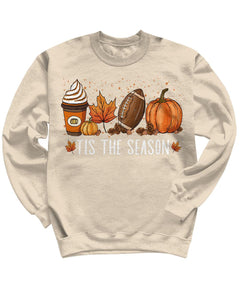 Tis The Season Thanksgiving Fall Football Cute Crewneck Sweatshirt