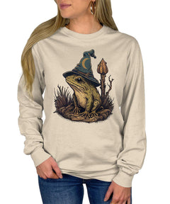 Wizard Frog Cottagecore Womens Cute Aesthetic Long Sleeve T-Shirt