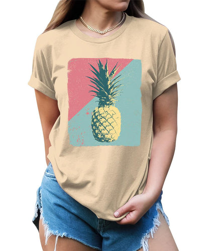 Summer Tropical Pineapple Graphic Tees For Women