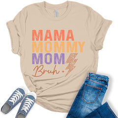 Mama Mommy Mom Bruh Thunder Leopard Print Retro T-Shirt