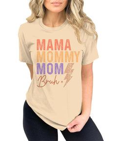 Mama Mommy Mom Bruh Thunder Leopard Print Retro T-Shirt