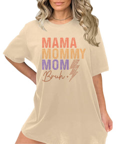 Mama Mommy Mom Bruh Thunder Leopard Print Retro T-Shirt