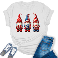 USA Gnomes American Flag Graphic Tees For Women