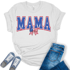 Mama American Flag Graphic Tees For Women