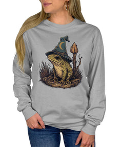 Wizard Frog Cottagecore Womens Cute Aesthetic Long Sleeve T-Shirt
