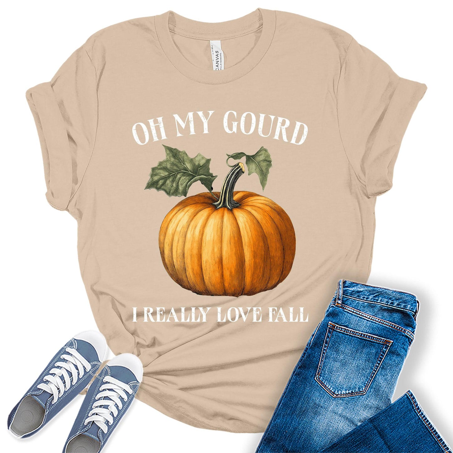 Womens Oh My Gourd I Love Fall Thanksgiving Graphic Tees