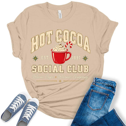 Women's Christmas Shirt - Matching Hot Cocoa Club Graphic Tee