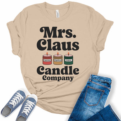 Women's Mrs. Claus Candle Christmas Graphic Tees