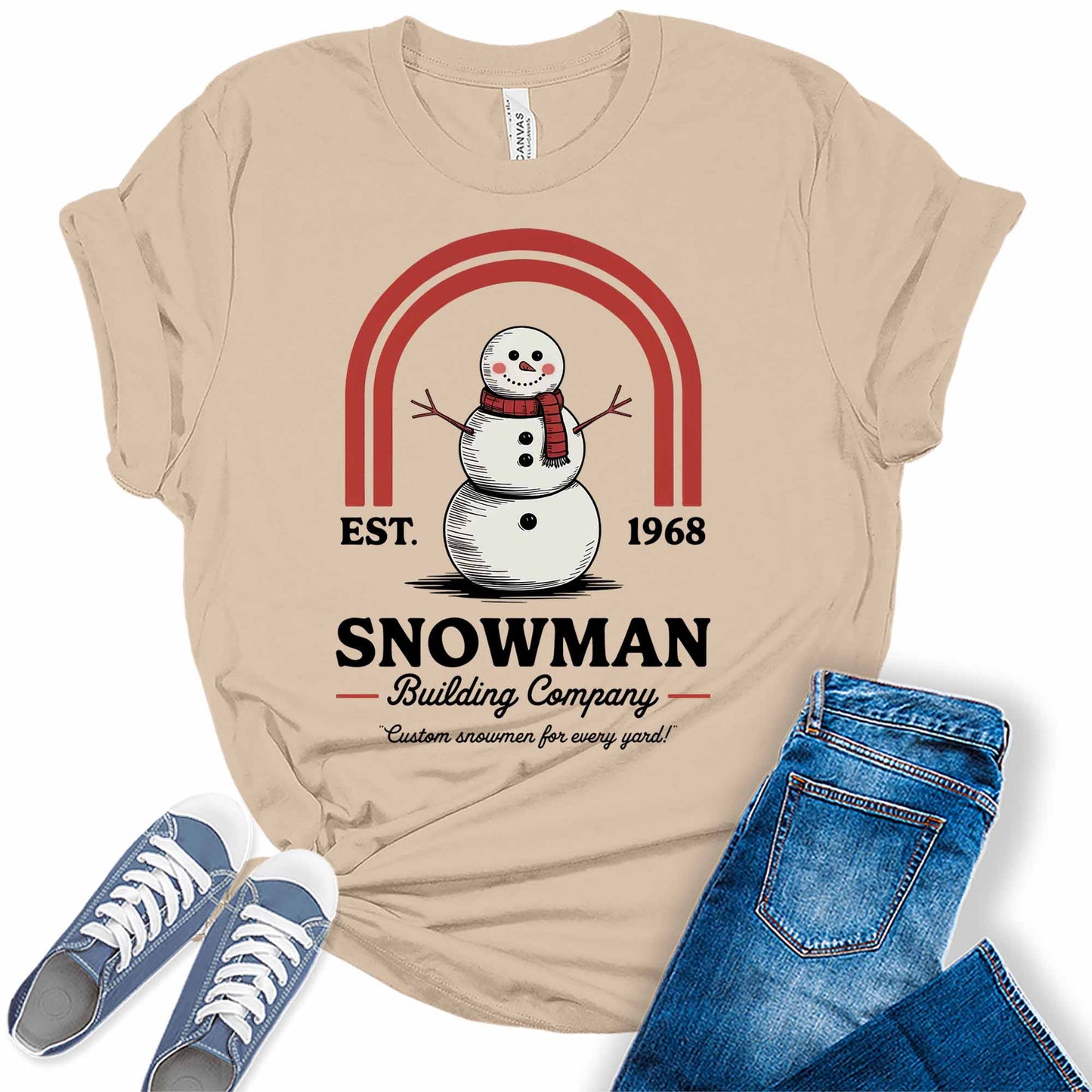 Women's Snowman Building Company Christmas Graphic Tees