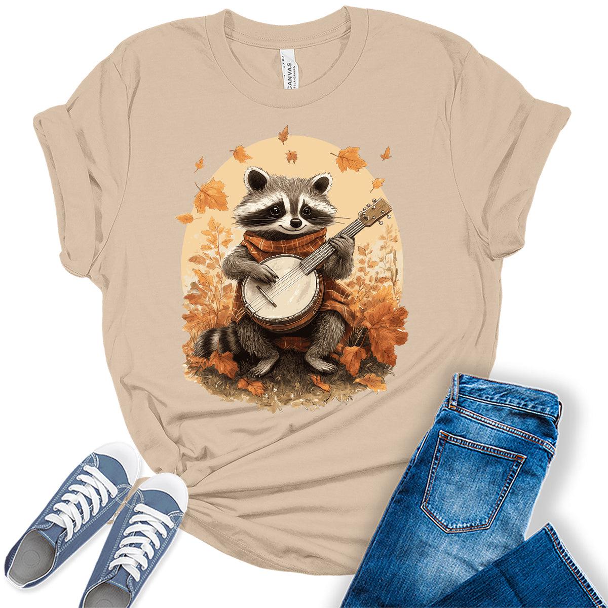 Womens Racoon Shirt Music Animal Graphic Tees