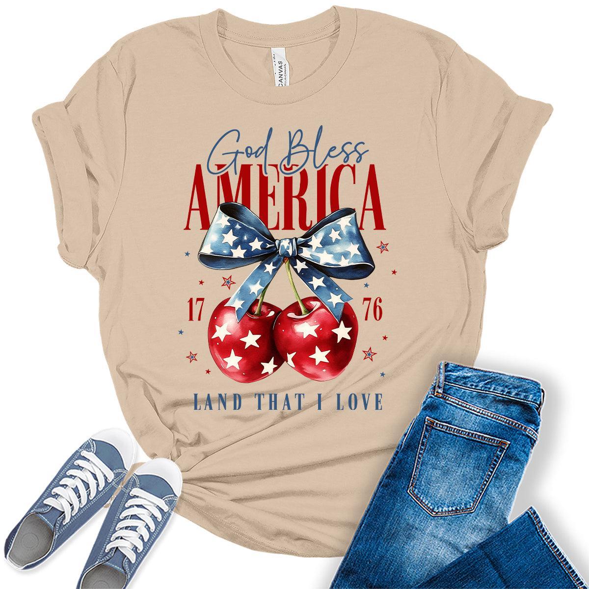 4th of July Shirts For Women Patriotic Graphic Tees God Bless America Bella Plus Sized Tops